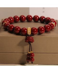 Buddha Stones Cinnabar Lotus Blessing Charm Bracelet - Cinnabar(Wrist Circumference 14-16cm)