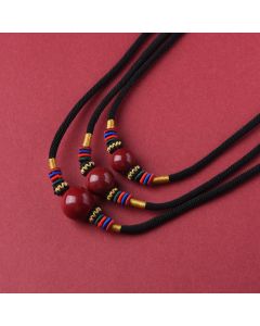 Buddha Stones Cinnabar Lucky Bead Keep Away Evil Spirits Necklace Pendant - Cinnabar(16mm)