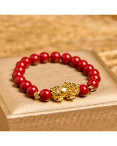 Buddha Stones Cinnabar PiXiu Calm Blessing Bracelet - Cinnabar(Wrist Circumference 14-16cm)