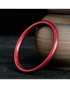 Buddha Stones Cinnabar Plain Heart Sutra Calm Bracelet Bangle - Heart Sutra / 56–58 mm