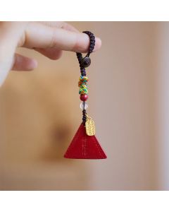 Buddha Stones Cinnabar Triangle Pattern Talisman Keep Away Evil Spirits Key Chain - Cinnabar(Calm♥Concentration)