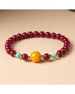 Buddha Stones Cinnabar Turquoise Keep Away Evil Spirits Bracelet - Cinnabar(Wrist Circumference: 14-15 cm)