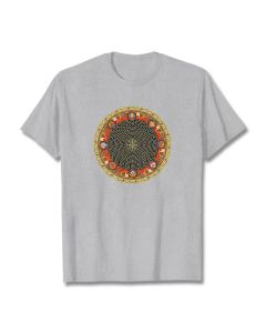 Buddha Stones Circular Om Mani Padme Hum Eight Auspicious Symbols Cotton Tee T-shirt - LightPink / L