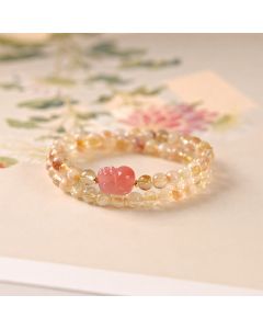 Buddha Stones Citrine Pi Xiu Abundance and Wealth Double Wrap Bracelet - Pi Xiu (Wrist Circumference: 5.5–5.9 in/14–15 cm)