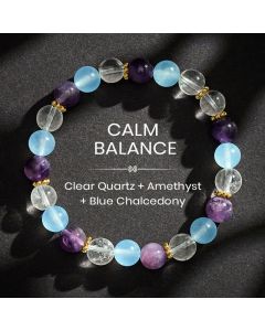Buddha Stones Clear Quartz Amethyst Blue Chalcedony Beads Protection Bracelet - Clear Quartz(Protection ♥ Healing)