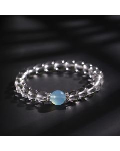 Buddha Stones Clear Quartz Aquamarine Healing Bracelet - 12mm Clear Quartz(Wrist Circumference:17–18 cm)