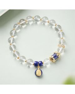 Buddha Stones Clear Quartz Zakiram Protection Bracelet - Clear Quartz(Wrist Circumference:15–16 cm)