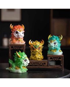 Buddha Stones Color Changing Small Kirin Resin Tea Pet Home Figurine Decoration - No Color Change / Cyan Kirin 12*8*11.5cm