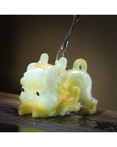 Buddha Stones Color Changing Small PiXiu Ingot Resin Tea Pet Wealth Home Figurine Decoration - Green Pixiu 7.7cm*10.6cm*11.6cm