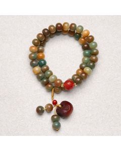Buddha Stones Colorful Bodhi Seed Harmony Double Wrap Bracelet - Bodhi Seed(Wrist Circumference: 14-15cm) / 11*10mm