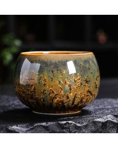 Buddha Stones Colorful Brown Ceramic Teacup Kung Fu Tea Cup Bowl - 10.5cm*4.5cm*125ml / With Gift Box