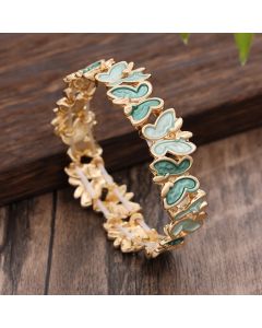 Buddha Stones Colorful Butterfly Freedom Alloy Elastic Bracelet Bangle - Blue Butterfly 60mm
