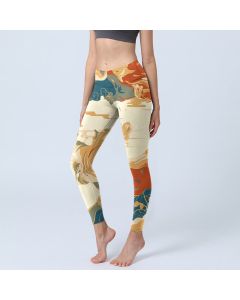 Buddha Stones Colorful Clouds Print Fitness Leggings Women's Yoga Pants - Moccasin / US18，UK/AU22，EU50 (4XL)