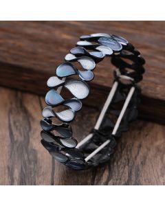 Buddha Stones Colorful Geometric Hollow 8-shaped Alloy Healing Elastic Bracelet Bangle - Colorful 57mm