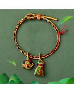 Buddha Stones Colorful Rope Luck Handmade Zongzi Golden Ball Charm Bracelet - Colorful Zongzi Golden Ball / Adult(Wrist Circumference 16-19cm)