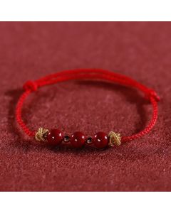 Buddha Stones Colorful String Cinnabar Calm Bracelet - Silver String Cinnabar(Wrist Circumference: 15-17cm)
