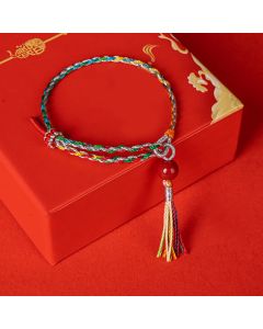 Buddha Stones Colorful String Cinnabar Concentration Bracelet - Yellow Blue Green / 18-19cm