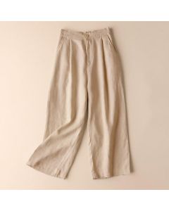Buddha Stones Commute Solid Color 7-8 Length Women's Wide Leg Pants With Pockets - LightSteelBlue / US12，UK/AU16，EU44 (3XL)