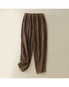 Buddha Stones Commute Vintage Plain Women's Harem Pants With Pockets - DarkGoldenrod / US8-10，UK/AU12-14，EU40-42 (2XL)