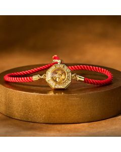 Buddha Stones Copper Brass Rotatable Windmill Feng Sheng Shui Qi Red String Faith Braided Bracelet - Copper Brass Red String Windmill(Adjustable)
