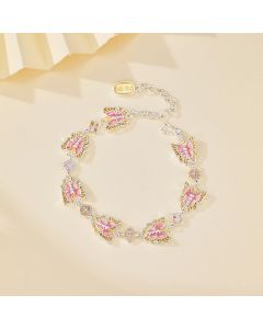 Buddha Stones Copper Butterfly Enamel Freedom Bracelet - Blue(Wrist Circumference:15–20cm)
