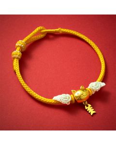 Buddha Stones Copper Cat Fish Yellow String Wealth Bracelet - Copper(Wealth ♥ Luck)