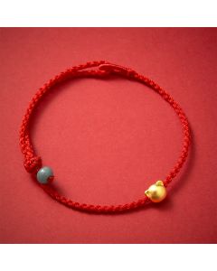 Buddha Stones Copper Cat Head Jade Red String Connection Bracelet - Red String(Protection ♥ Luck)