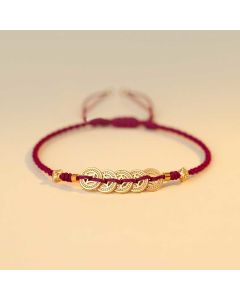 Buddha Stones Copper Coin Fortune Tree Luck Strength Braided Bracelet - 2Pcs(Copper Coin&Fortune Tree) / Black(Wrist Circumference 14-18cm)