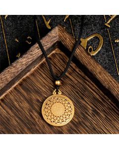 Buddha Stones Copper Eight Treasure Compass Fu Character Fortune Rope Necklace Pendant - Eight Treasure Compass & Fu Character