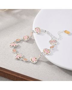 Buddha Stones Copper Enamel Lotus Floral New Beginning Bracelet - Blue(Wrist Circumference:17–22 cm)