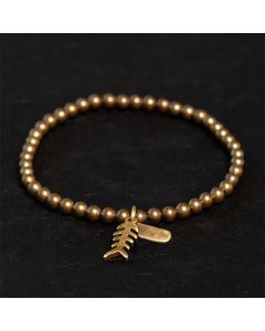 Buddha Stones Brass Copper Fish Bone Healing Bracelet - Brass(Wrist Circumference: 20-21cm)