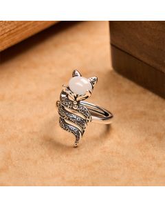 Buddha Stones Copper Fox Head Open Healing Ring - Copper Fox Head