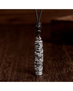 Buddha Stones Copper Fu Character Dragon Pattern Balance Pendant Necklace - Fu Character