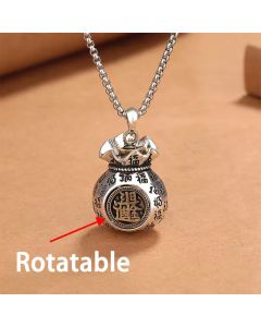 Buddha Stones Copper Fu Character Fortune Bag Grounding Pendant Necklace - Fu Character(Happiness ♥ Blessing)