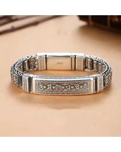 Buddha Stones Copper Om Mani Padme Hum Protection Bracelet - 6.3–6.7 in (16–17 cm)