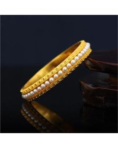 Buddha Stones Copper Pearl Healing Cuff Half Bracelet Bangle - Copper Pearl / 62mm