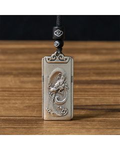 Buddha Stones Copper Plated With Silver Dragon Rope Strength Necklace Pendant - Dragon