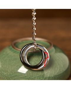 Buddha Stones Copper Qiankun Hoop Big Dipper Luck Necklace Pendant - Qiankun Hoop & Cotton Rope Chain