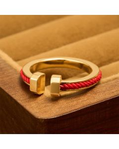 Buddha Stones Copper Red String C-Shape Open Ring For Luck - C-Shaped Ring (US8)