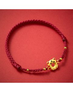 Buddha Stones Copper Tiger Peace Buckle Hand Woven Grounding Red String Adjustable Bracelet - Peace Buckle(Wrist Circumference: 5.5–6.7 in/14–17 cm)