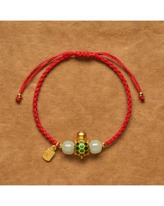 Buddha Stones Copper Turtle Fu Character Hetian Jade Red String Prosperity Bracelet - Turtle Red String Bracelet / 5.5–7.1 in/14–18 cm