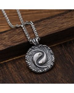Buddha Stones Copper Yin Yang Koi Fish Balance Round Pendant Necklace - Copper(Harmonic ♥ Grounding)