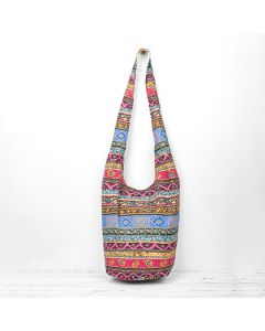 Buddha Stones Colored Stripes Cotton Crossbody Bag Shoulder Bag - Retro Colorful Stripes 36*19*34cm