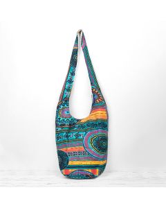 Buddha Stones Blue Flower Pattern Cotton Crossbody Bag Shoulder Bag - Blue Flower Pattern 36*19*34cm