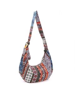 Buddha Stones Cotton Stripes Print Crossbody Bag Shoulder Bag - Orange Brown Stripes 44*10*25cm