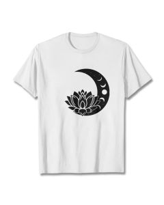 Buddha Stones Crescent Moon Lotus Flower Sun Tee T-shirt - White / M