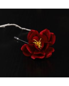 Buddha Stones Cultural Heritage Handcrafted Silk Art Red Camellia Blessing Sincerity Brooch - Camellia(Size: About 11*5.5cm)