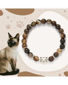 Buddha Stones Chocolate Siamese Cat Natural Brown Striped Agate Bead Stability Bracelet - Brown Striped Agate(Wrist Circumference: 15-18.5cm)