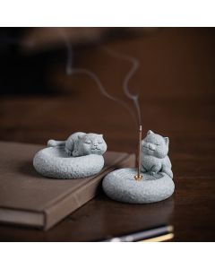 Buddha Stones Cute Lazy Standing Cat Healing Incense Burner Desk Decoration - Lazy Cat 6.5*6.5*3.5cm