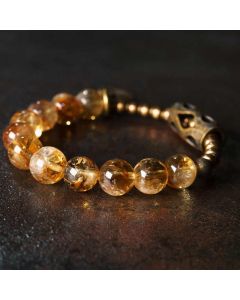 Buddha Stones Daily Retro 10mm Citrine Beads Protection Bracelet - Citrine-0.39in(Wrist Circumference: 6.7-6.9in)